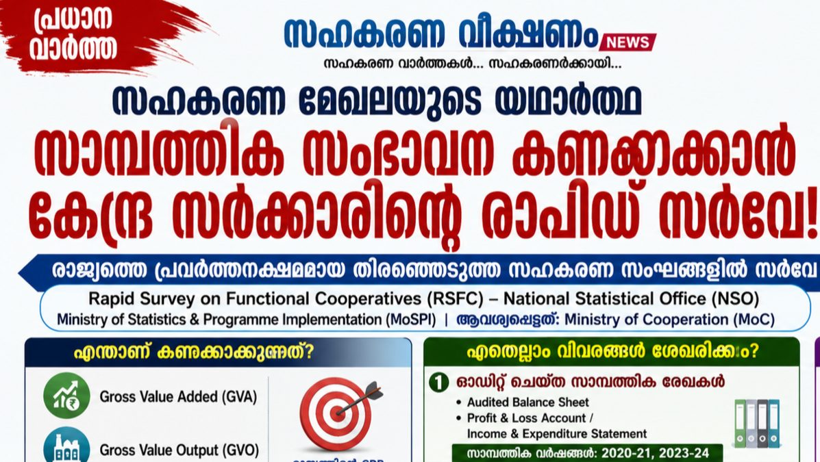 സഹകരണ മേഖലയുടെ സാമ്പത്തിക സംഭാവന കണക്കാക്കാൻ കേന്ദ്ര സർക്കാരിന്റെ ‘റാപിഡ് സർവേ’