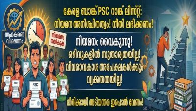 കേരള ബാങ്ക് PSC റാങ്ക് ലിസ്റ്റ് നിയമന അനിശ്ചിതത്വം തുടരുന്നു , വിവരാവകാശ അപേക്ഷകൾക്കും വ്യക്തതയില്ലApex Society എന്ന നിലയിൽ പ്രവർത്തിക്കുന്ന കേരള ബാങ്കിൽ ഒഴിവുകൾ റിപ്പോർട്ട് ചെയ്യുന്ന കാര്യത്തിൽ ആവശ്യമായ സുതാര്യതയില്ലെന്ന ആരോപണം